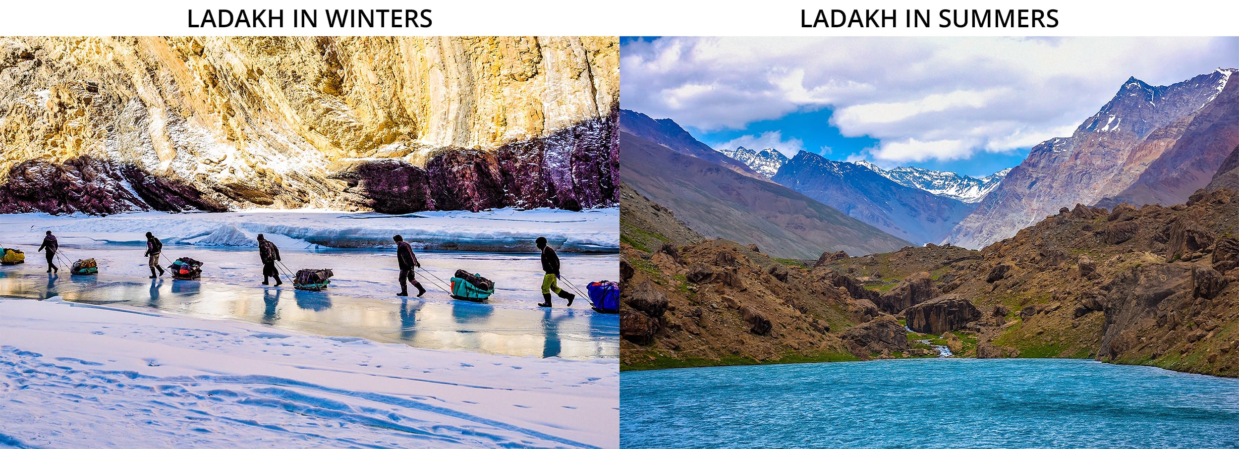 Ladakh during winters as well as summers