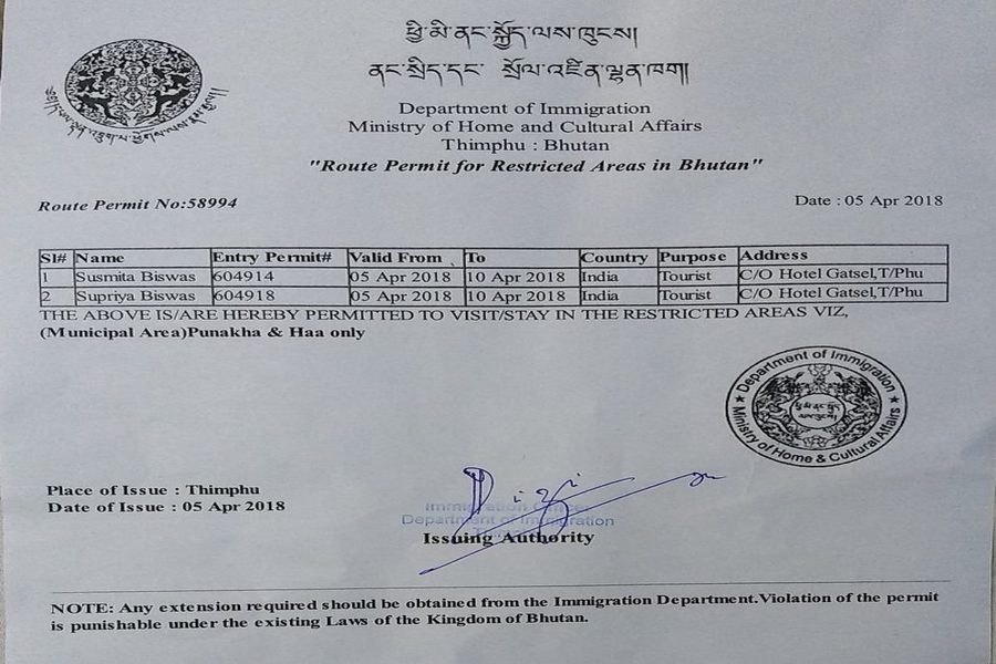 Bhutan Entry Permit